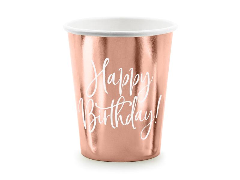 Becher Happy Birthday!, roségold, 260ml (1 VPE / 6 Stk.) - FeierGlanz